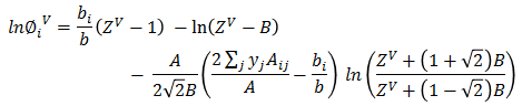 Vapor Fugacity using Peng Robinson
EOS