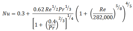 Forced convection correlation by Churchill and Bernstein